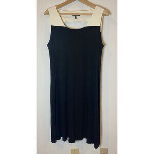 Eileen Fisher Dress Sleeveless Stretch Black Cream Size Large L